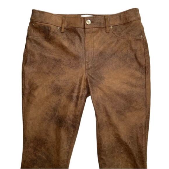 Chico’s Brown Vegan Sueded Leather Look Pants Size 00 (Size 2)  New Without Tags - Picture 1 of 13